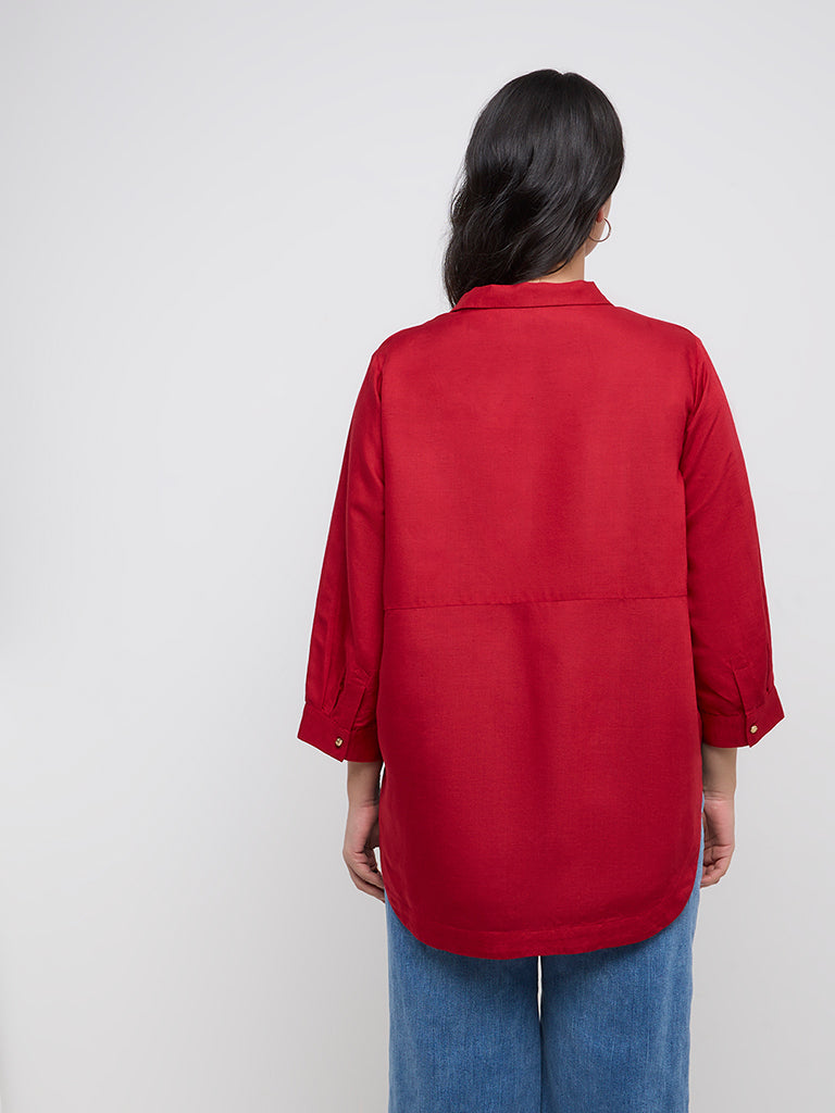 Gia Red High-Low Blouse