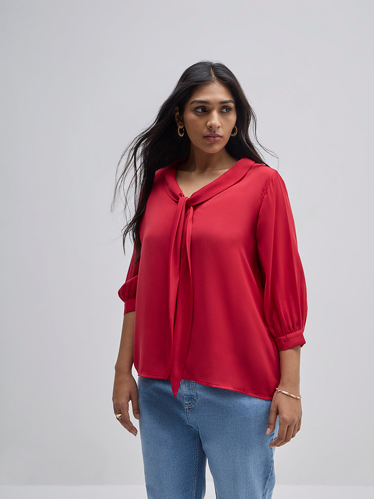 Gia Red Tie-Up Detailed Top