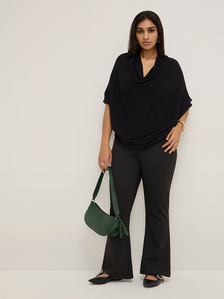 Gia Black Bootcut High-Rise Trousers