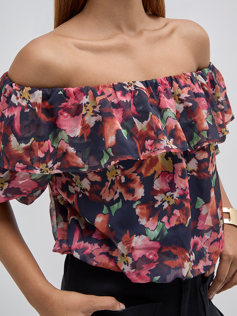 LOV Multicolour Floral Design Top