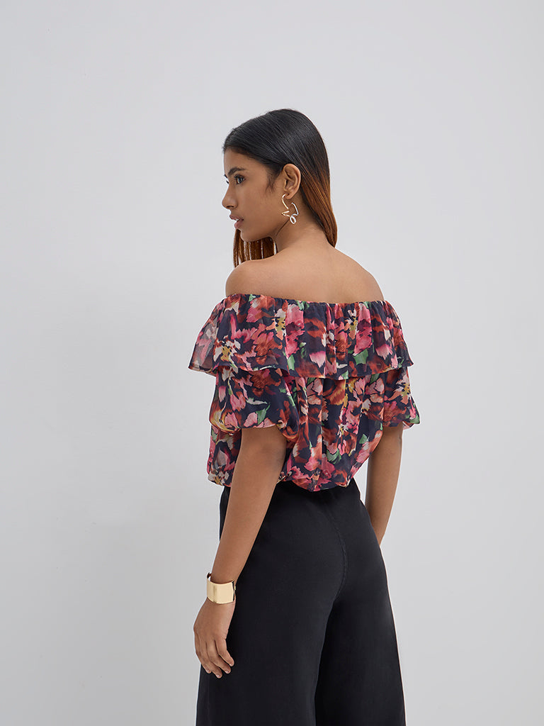 LOV Multicolour Floral Design Top