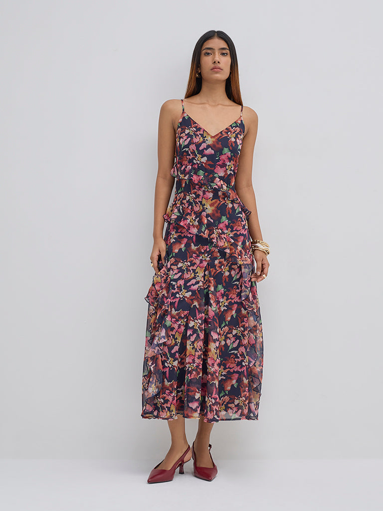 LOV Multicolour Floral Design A-Line Dress