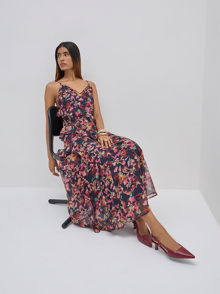 LOV Multicolour Floral Design A-Line Dress