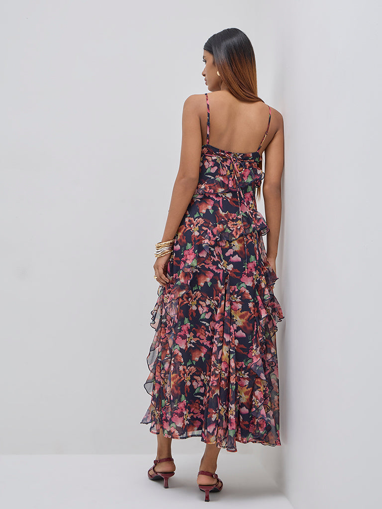 LOV Multicolour Floral Design A-Line Dress