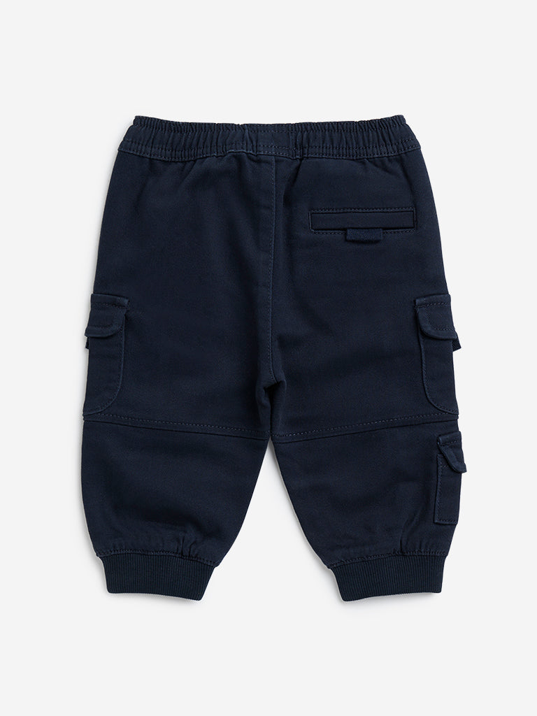 HOP Baby Navy Cargo-Style High-Rise Cotton-Blend Joggers