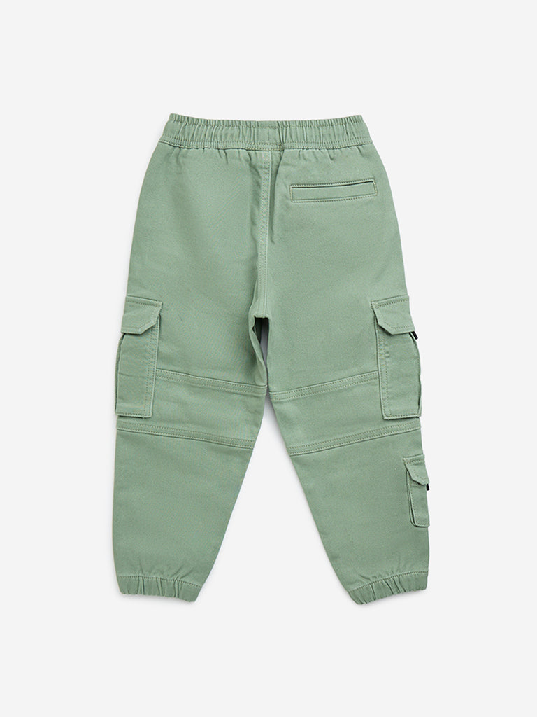 HOP Kids Sage Cargo-Style Mid-Rise Cotton-Blend Joggers