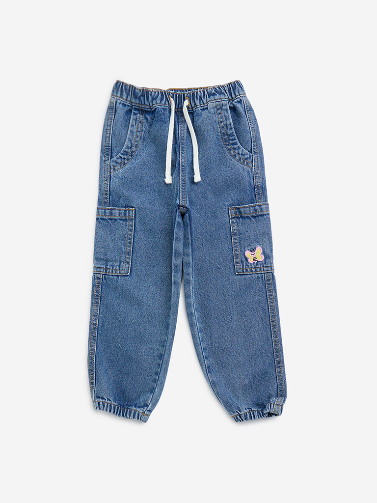 HOP Kids Blue Mid-Rise Cargo-Style Joggers