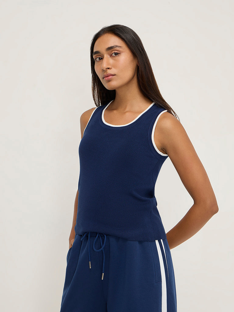 LOV Navy Solid Tank Top