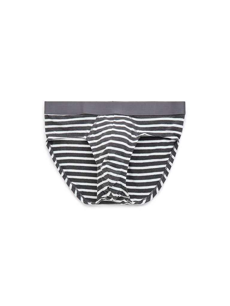 WES Lounge Grey Striped Cotton Briefs - Pack of 3