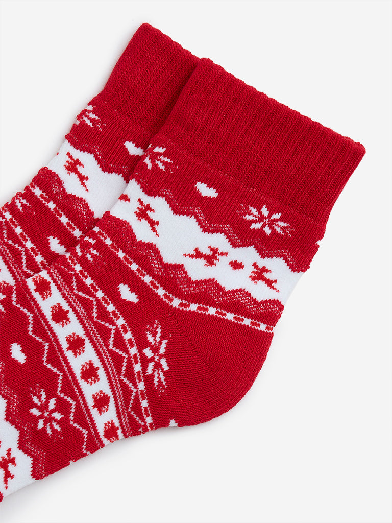 Wunderlove Red Christmas-Themed Socks