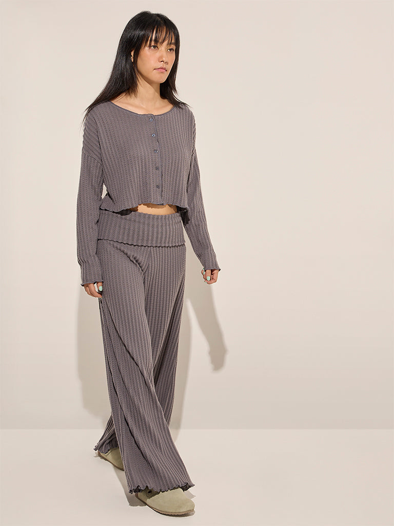 Superstar Grey Self-Striped Top