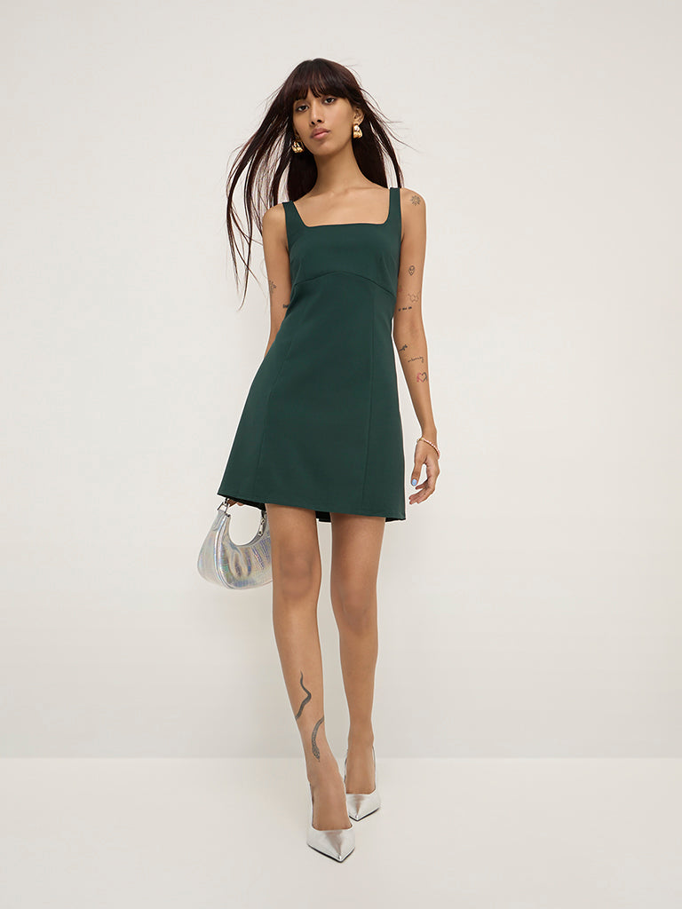 Nuon Dark Green A-Line Dress