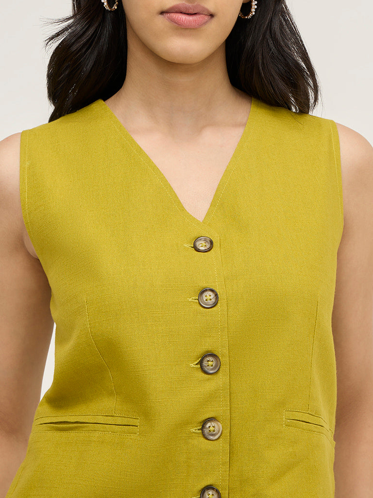 LOV Lime Waistcoat-Style Top