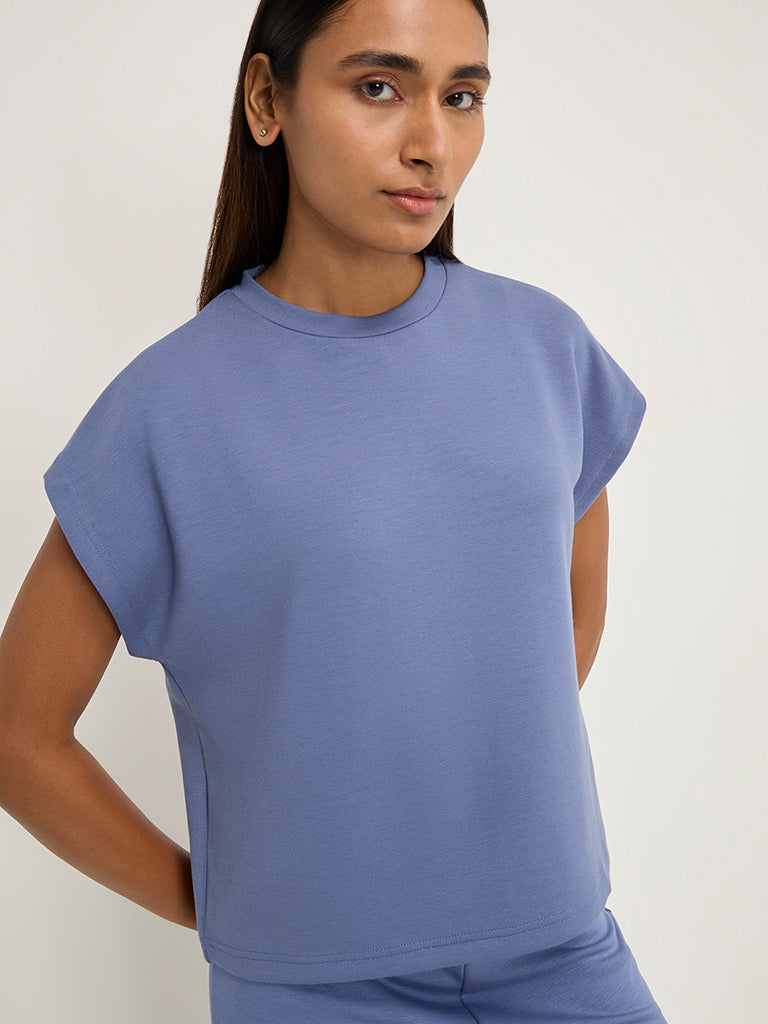 LOV Blue Solid T-Shirt