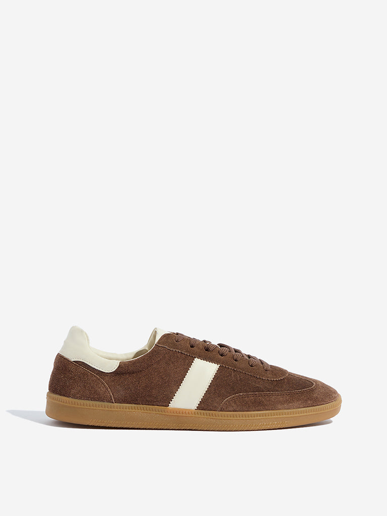 SOLEPLAY Brown Faux-Suede Lace-Up Sneakers