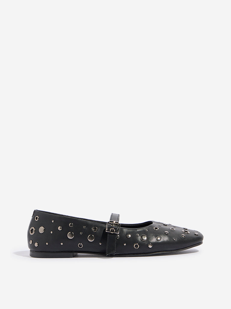 LUNA BLU Black Stud-Detailed Mary Jane Shoes