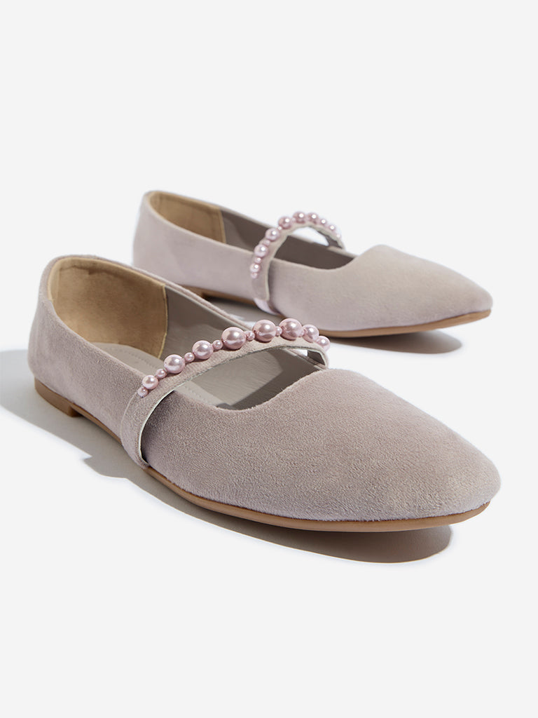 LUNA BLU Purple Faux-Suede Pearlescent Mary Jane Shoes