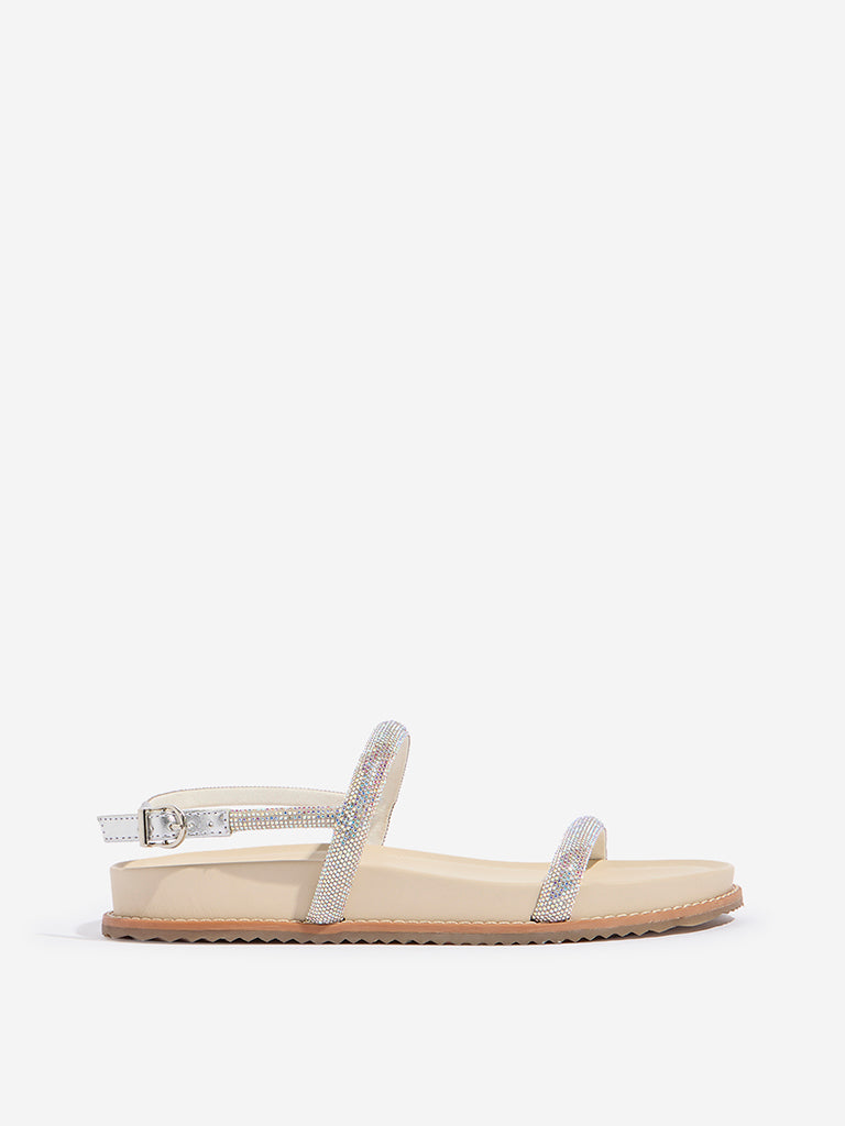 LUNA BLU Ivory Diamante Comfort Sandals