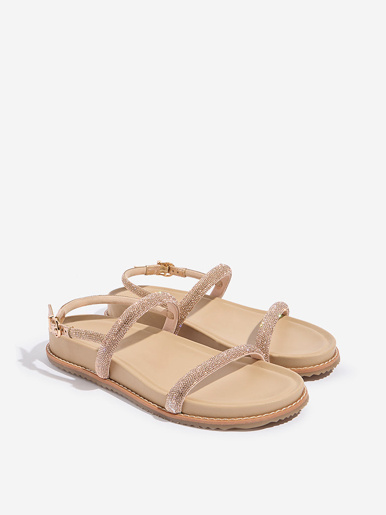 LUNA BLU Pink Diamante Comfort Sandals