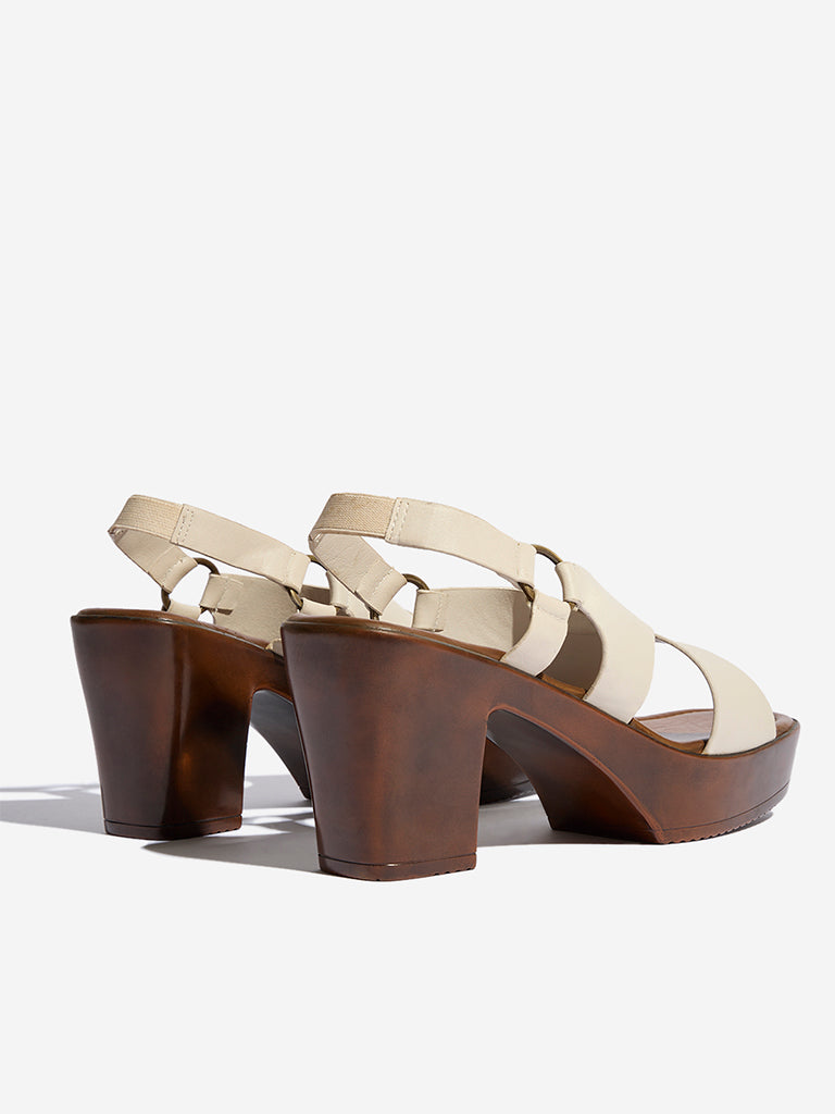 LUNA BLU Ivory Cross Strap Slingback Sandals