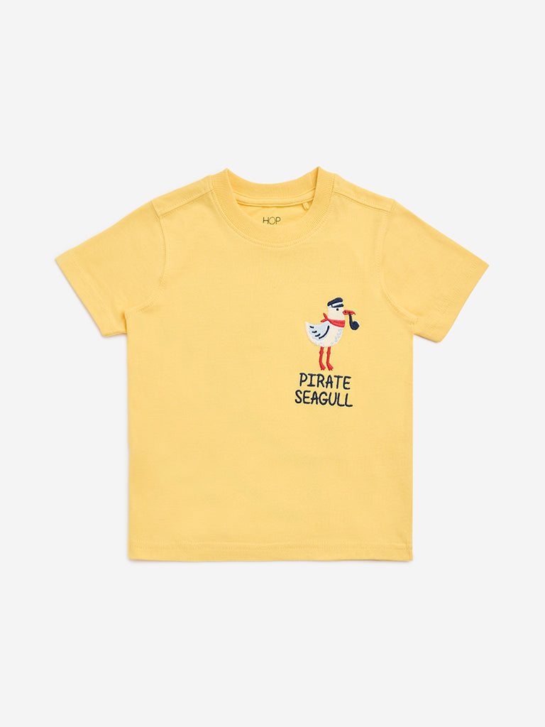 HOP Kids Yellow Graphic Design Cotton T-Shirt