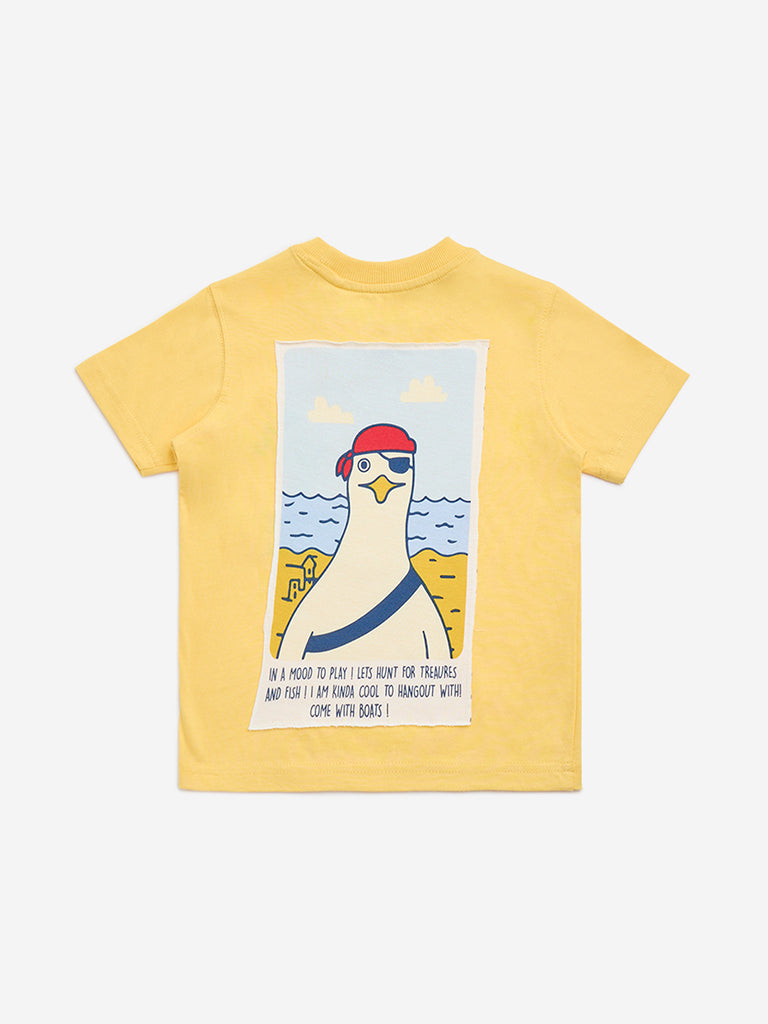 HOP Kids Yellow Graphic Design Cotton T-Shirt