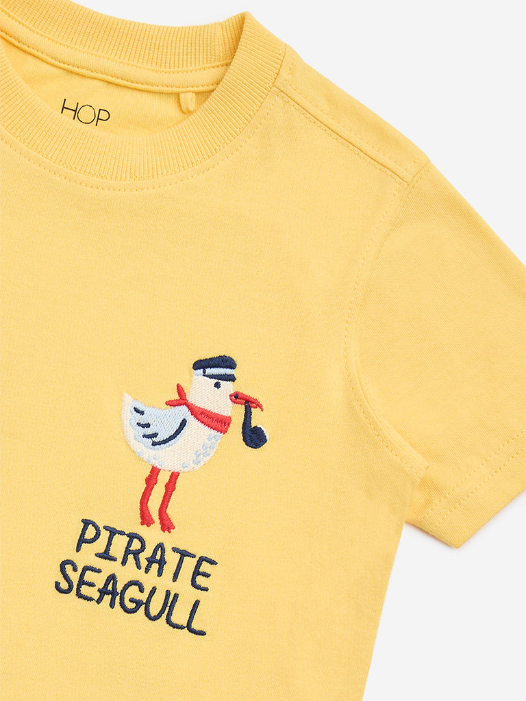 HOP Kids Yellow Graphic Design Cotton T-Shirt