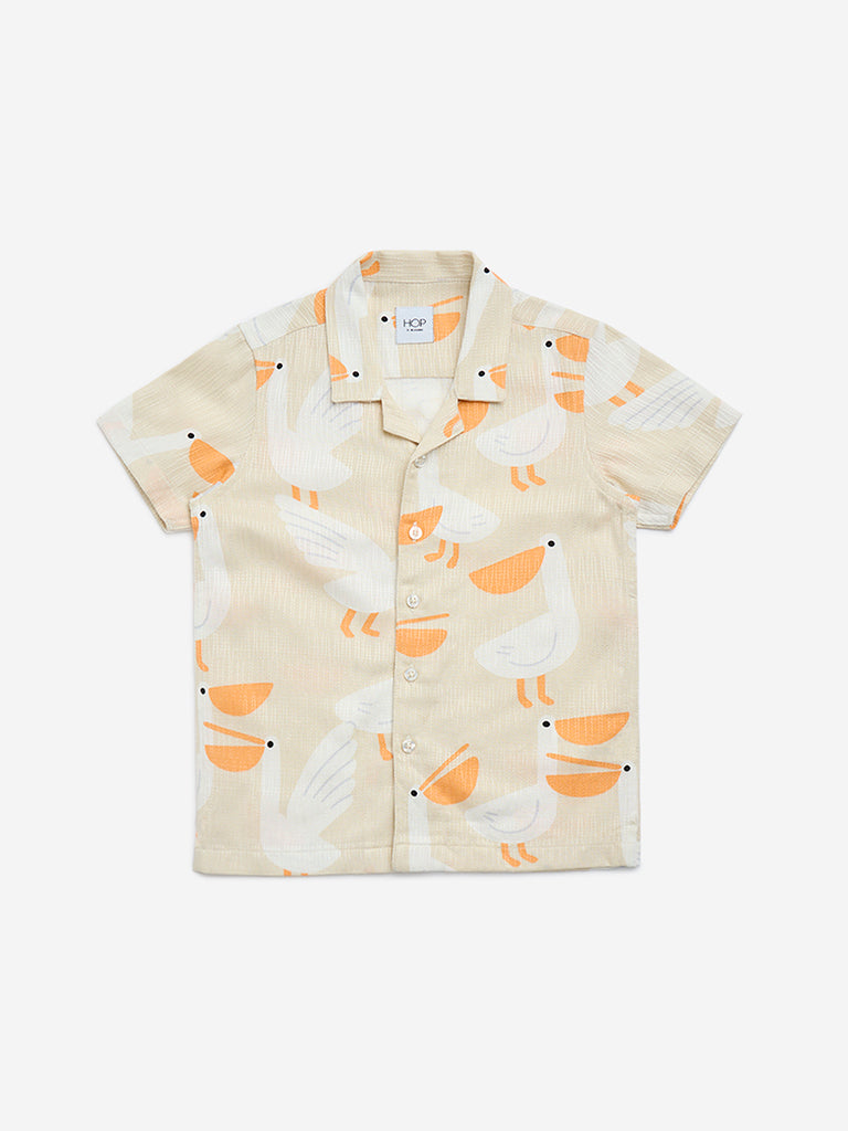 HOP Kids Beige Printed Shirt