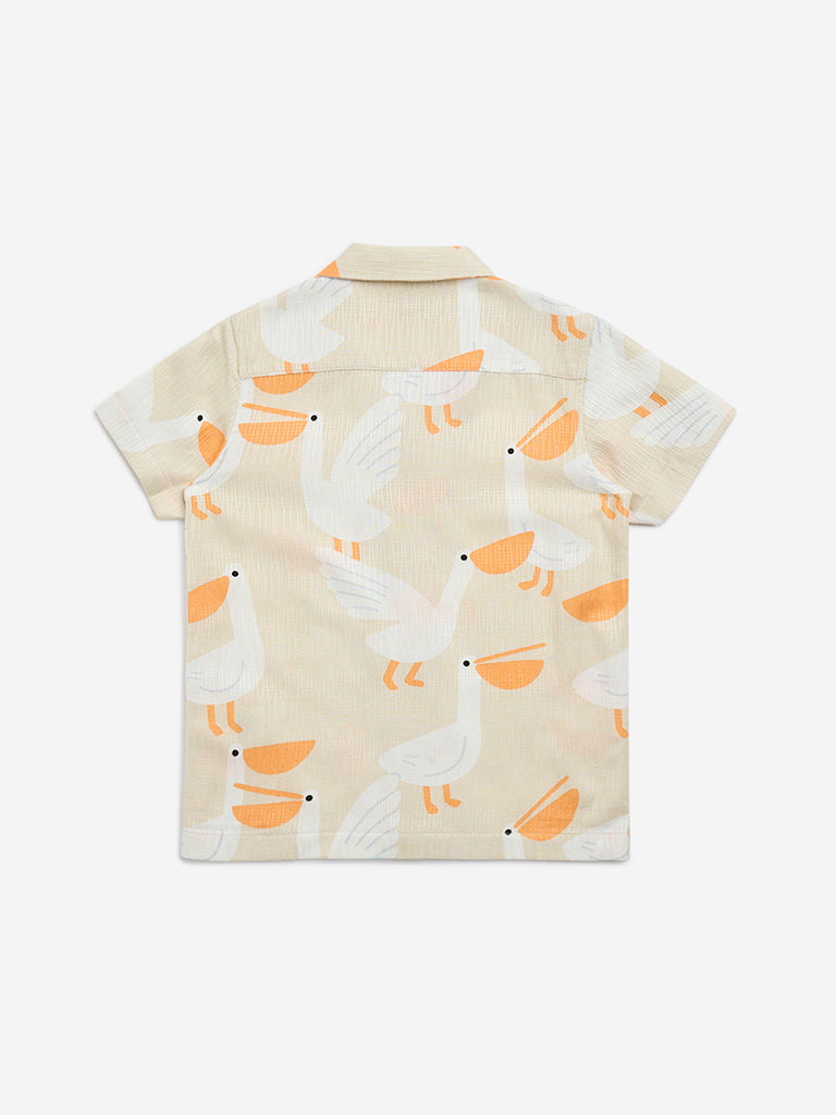 HOP Kids Beige Printed Shirt