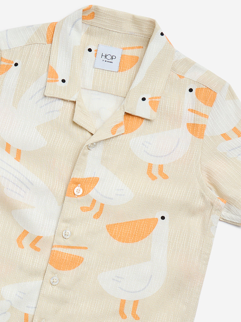 HOP Kids Beige Printed Shirt