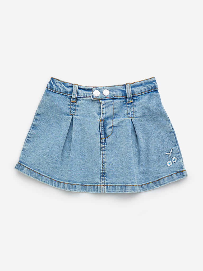 HOP Kids Light Blue Mid-Rise Denim Skirt