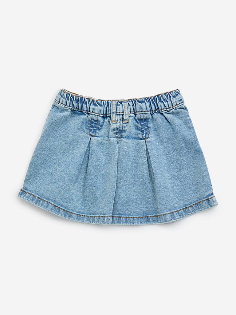 HOP Kids Light Blue Mid-Rise Denim Skirt