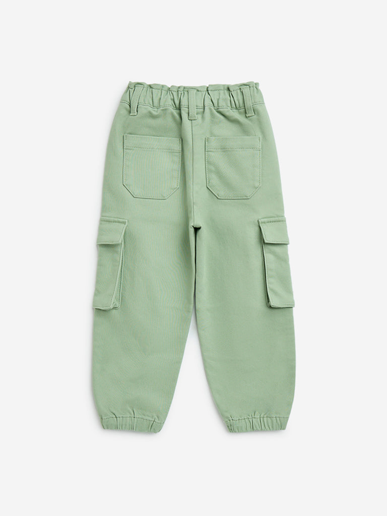 HOP Kids Sage Cargo-Style Mid-Rise Cotton-Blend Joggers