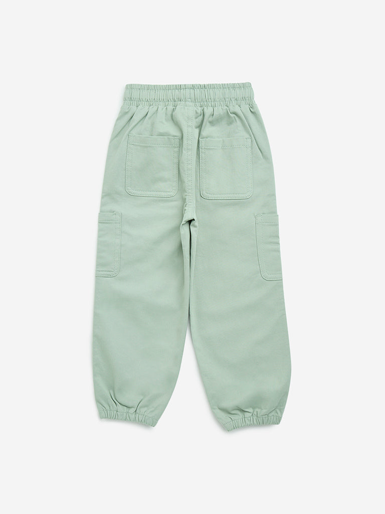 HOP Kids Sage Mid-Rise Cargo-Style Cotton-Blend Joggers