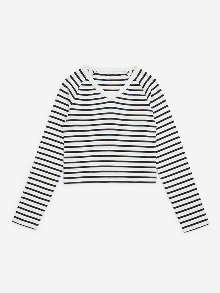 Y&F Kids White Stripe Patterned T-Shirt