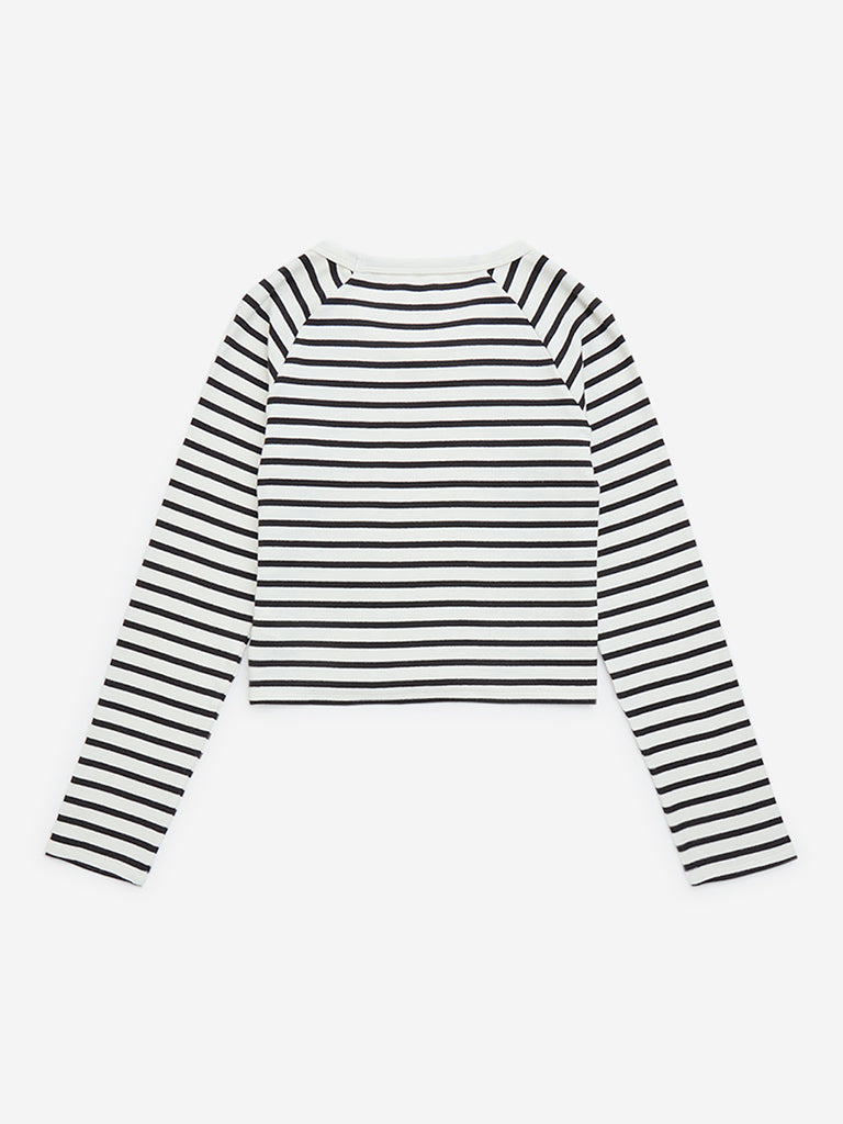 Y&F Kids White Stripe Patterned T-Shirt