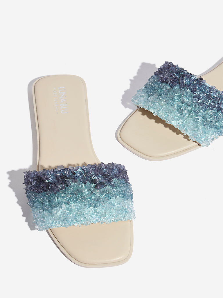 LUNA BLU Blue Beads Designed Slides