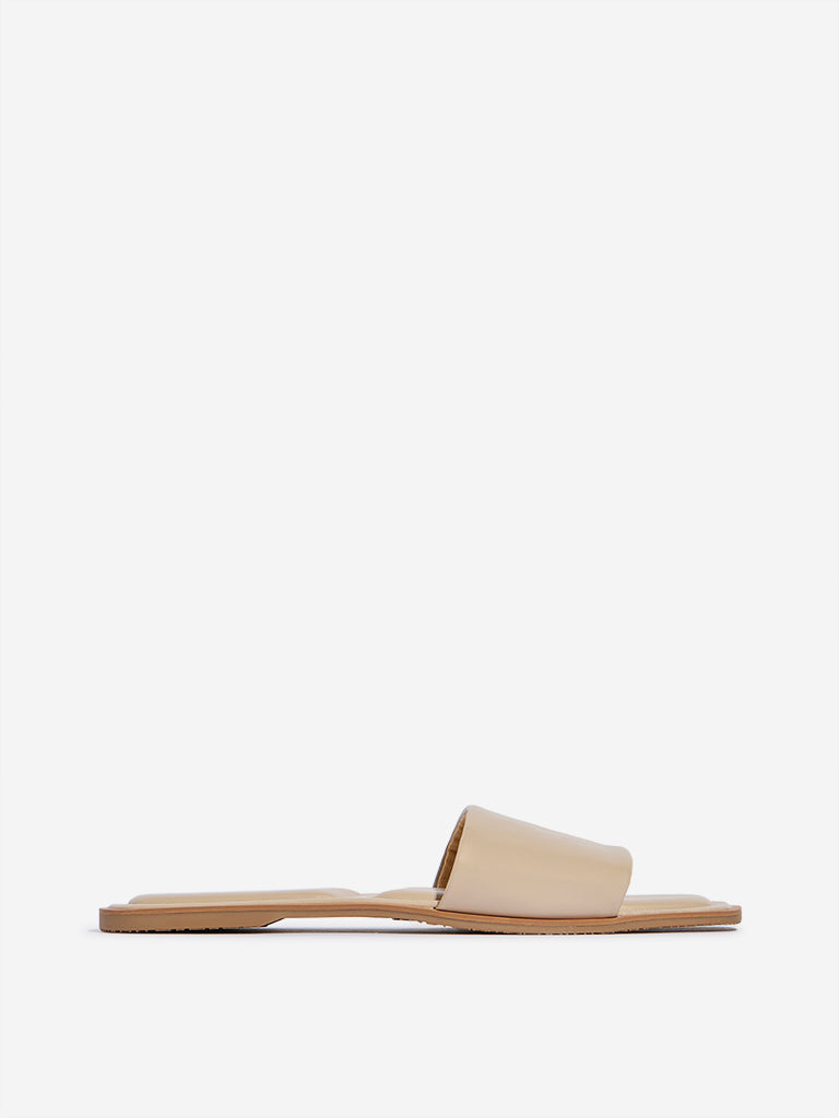 LUNA BLU Beige Slip-On Slides