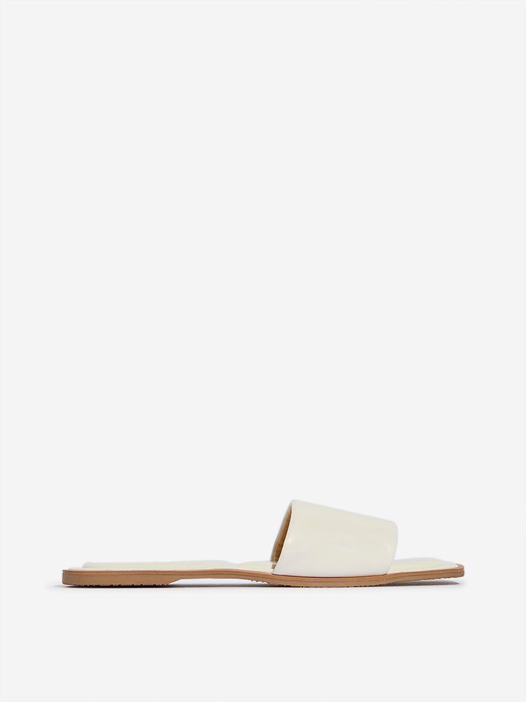 LUNA BLU White Slip-On Slides