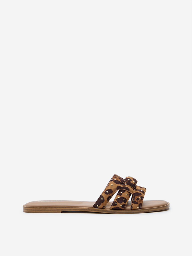 LUNA BLU Tan Animal Print  Sandals