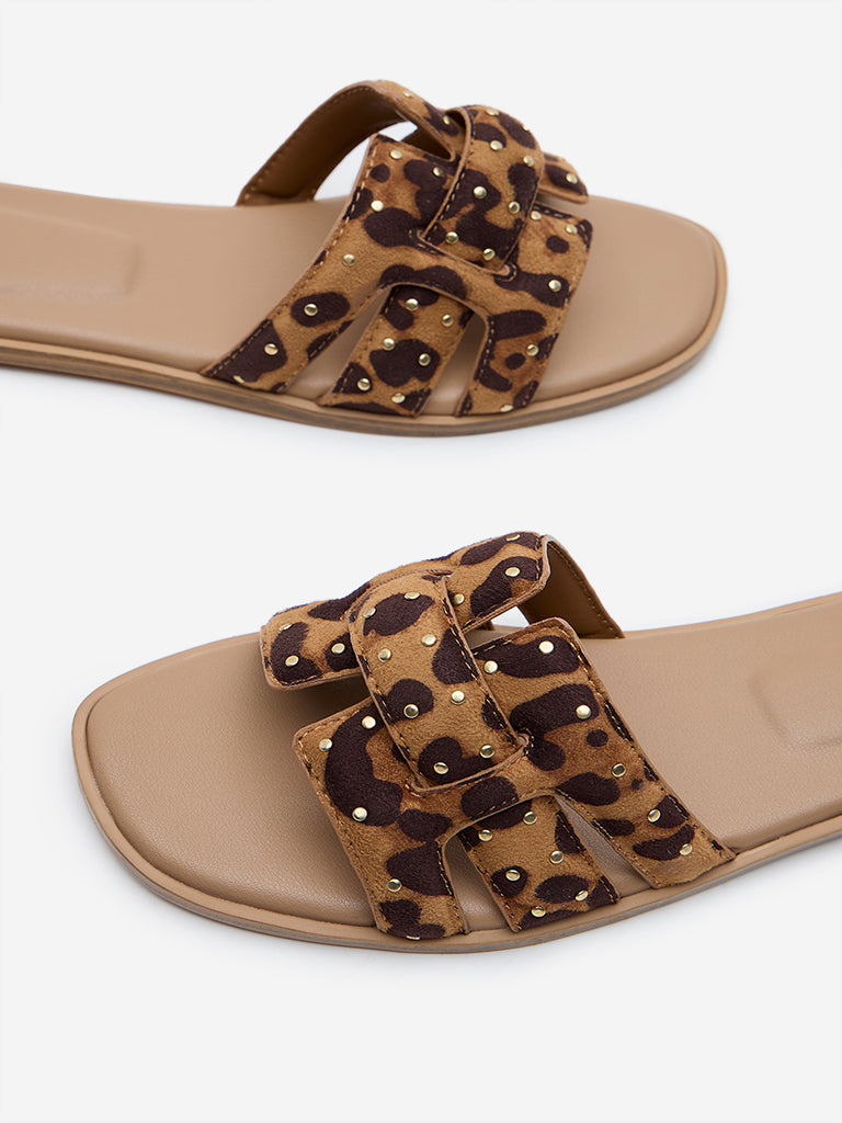 LUNA BLU Tan Animal Print  Sandals