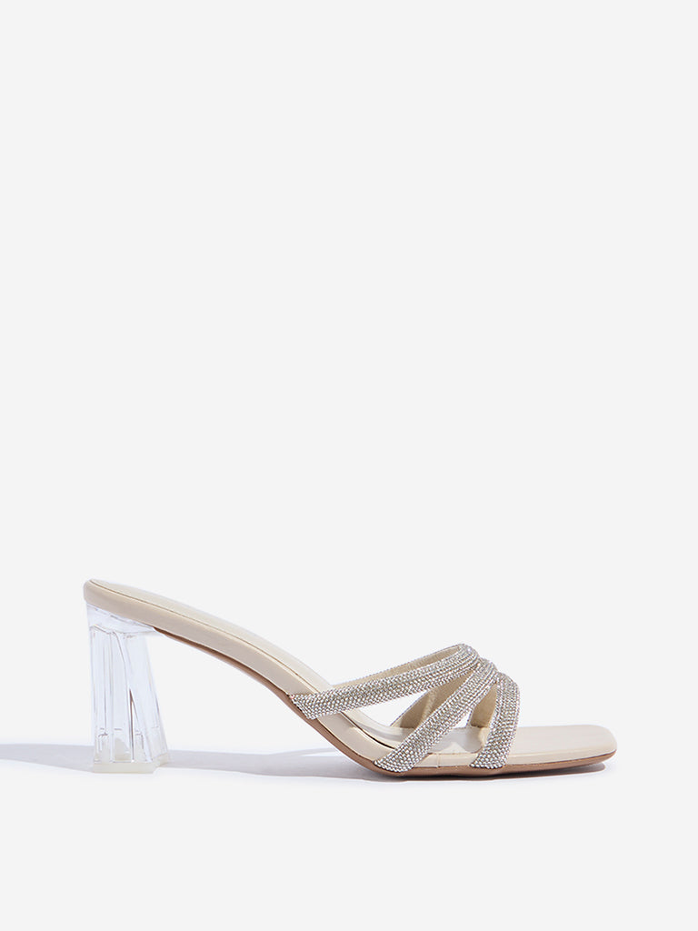 LUNA BLU Ivory Multi-Strap Heel Sandals