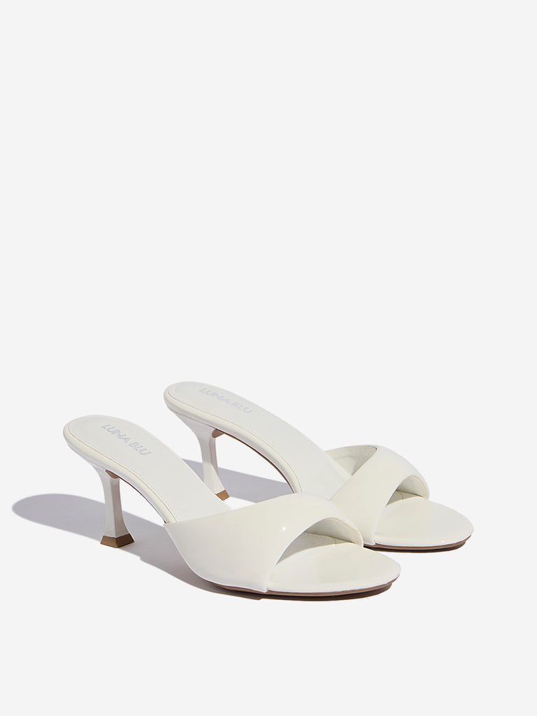 LUNA BLU White Open-Toe Stiletto Heel Sandals