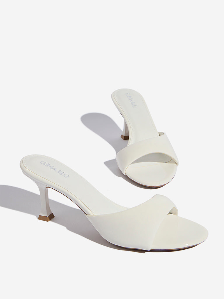 LUNA BLU White Open-Toe Stiletto Heel Sandals