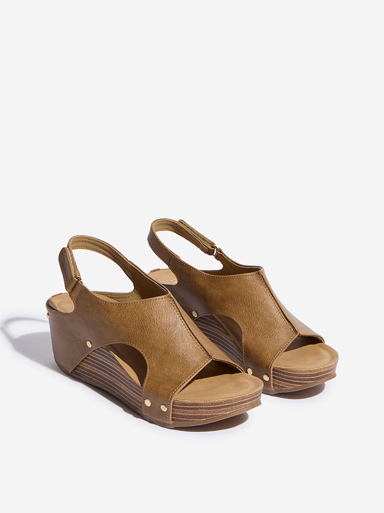 LUNA BLU Brown Slingback Wedge Sandals