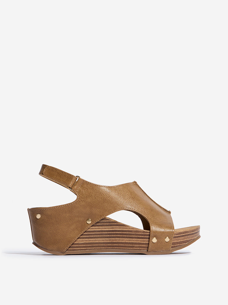 LUNA BLU Brown Slingback Wedge Sandals