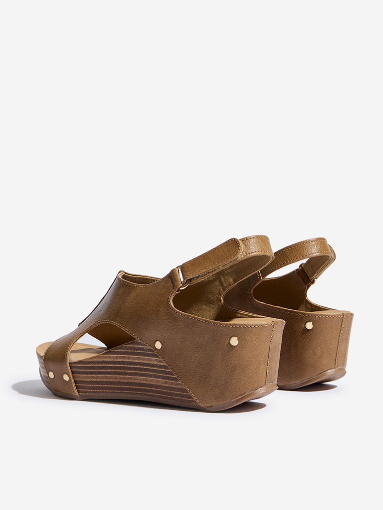 LUNA BLU Brown Slingback Wedge Sandals