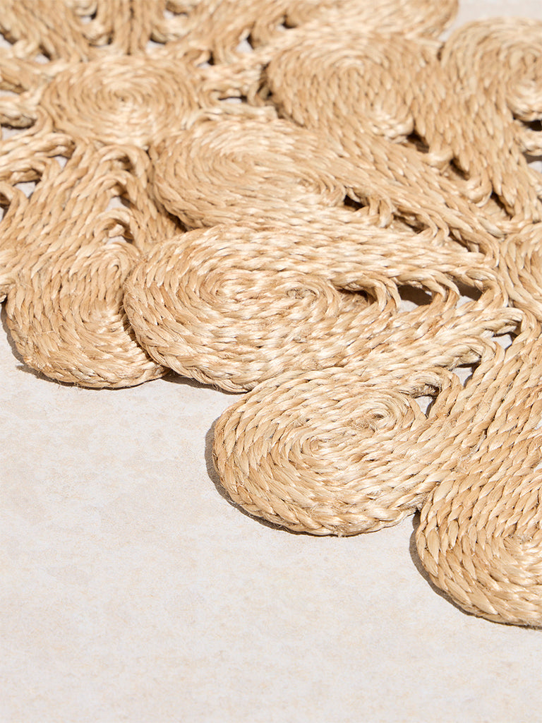 Westside Home Beige Daisy Braided Placemats (Set of 2)