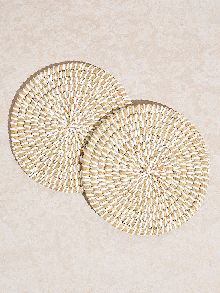 Westside Home White Braided Trivet (Set of 2)