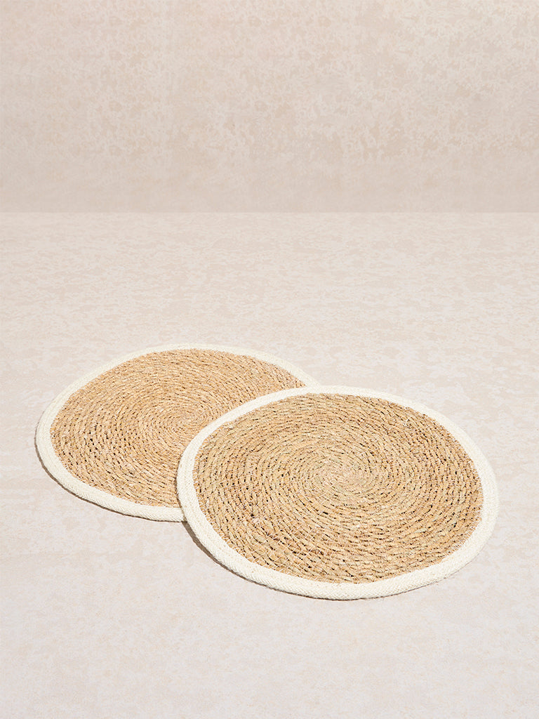 Westside Home White and Natural Braided Jute Placemats (Set of 2)